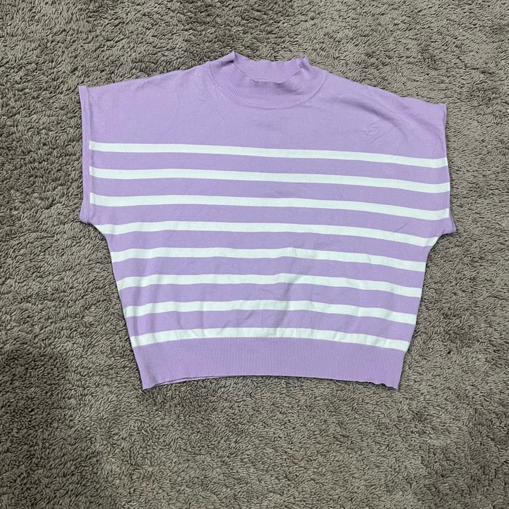 Eesome Lavender and White Striped Crop Top
